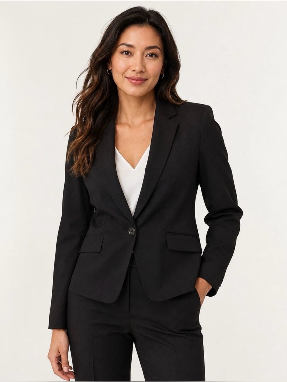 NEW Anne Klein Blazer Suit Jacket Women 16 Black One Button Classic Career Work